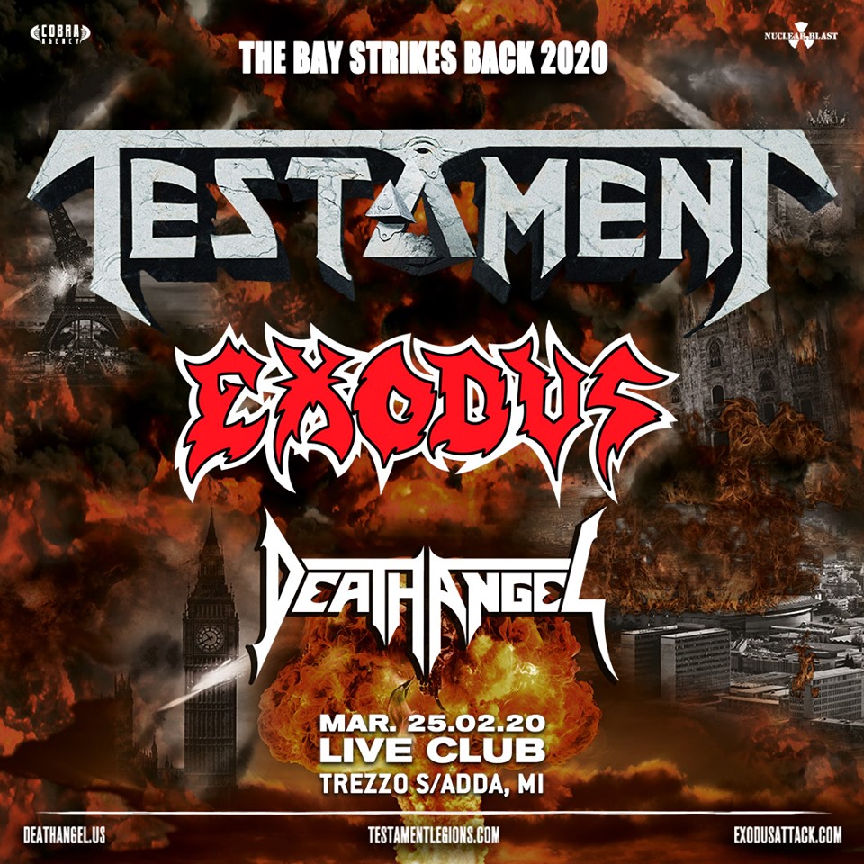 The Bay Strikes Back Tour 2020: la scadenza per richiedere i rimborsi dell’evento con TESTAMENT, EXODUS e DEATH ANGEL è rinviata