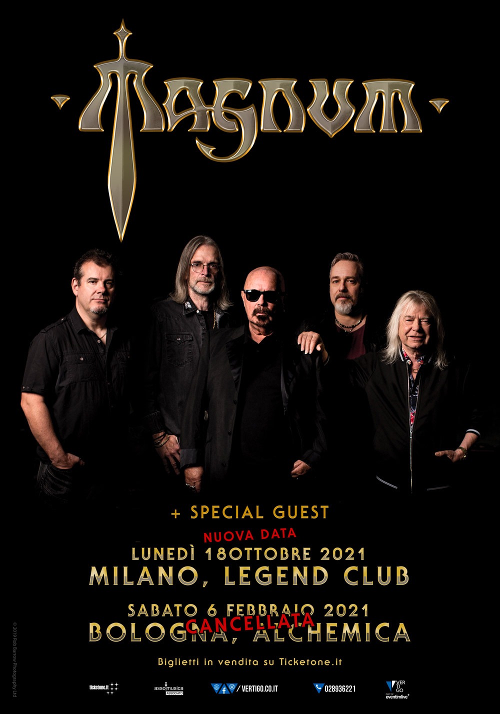 MAGNUM: rinviata la data al Legend Club, cancellata quella di Bologna