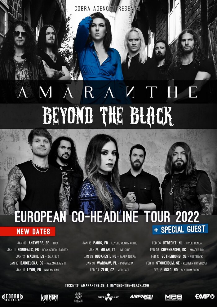 AMARANTHE e BEYOND THE BLACK: rinviato al 2022 il tour europeo