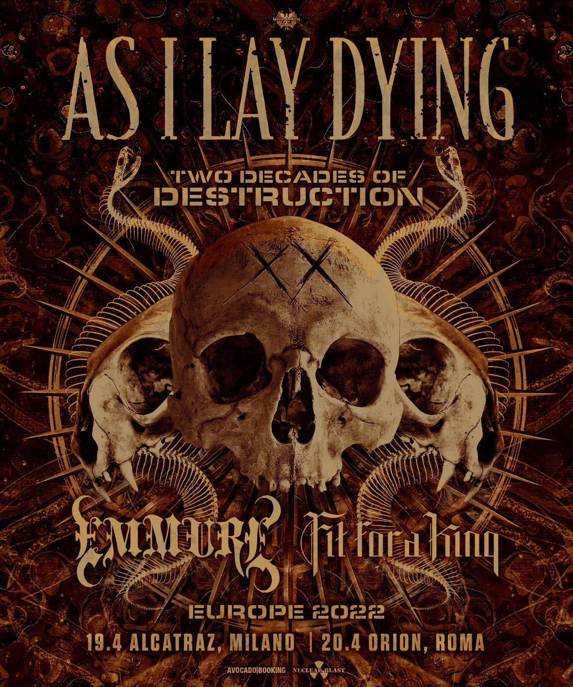 AS I LAY DYING, EMMURE, FIT FOR A KING: due date italiane nel 2022