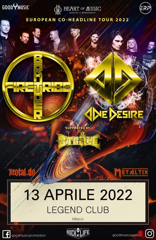 BROTHER FIRETRIBE + ONE DESIRE: unica data a Milano nel 2022