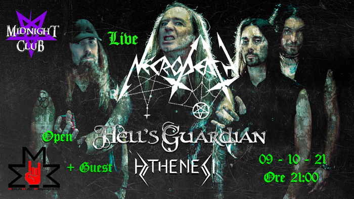 NECRODEATH + HELL’S GUARDIAN + ATHENESI: l’oscurità invade il Midnight Club