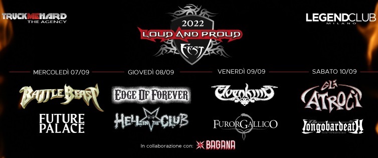 Loud And Proud Fest 2022, con BATTLE BEAST, EDGE OF FOREVER, ELVENKING e altri al Legend di Milano